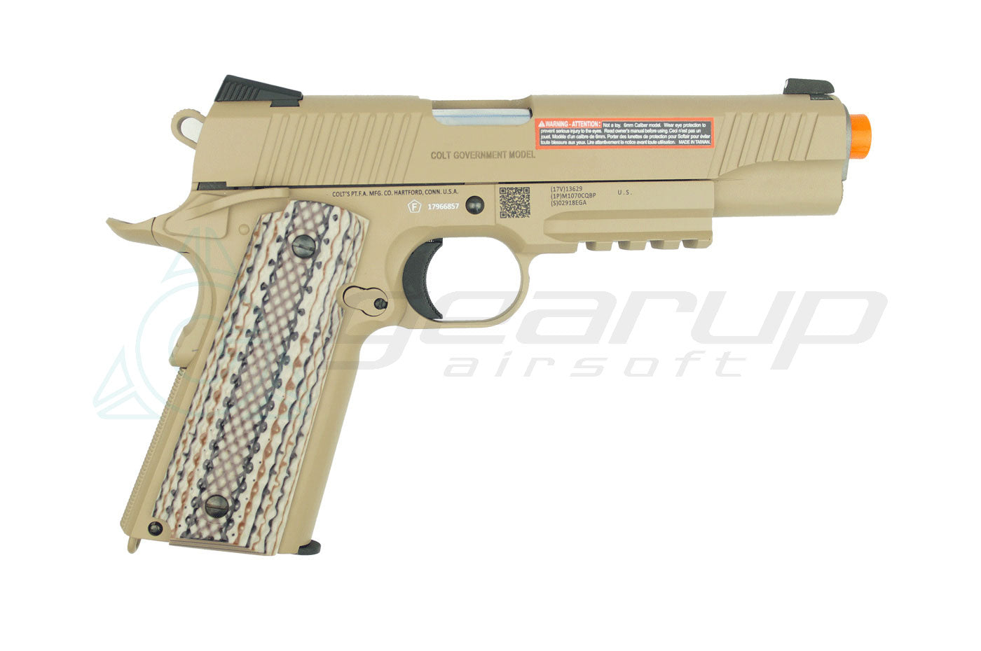 CYBERGUN Colt 1911 w-Rail, CO2 Full Metal Blowback Pistol - Tan