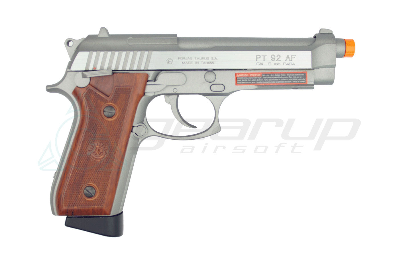 CYBERGUN Taurus PT92 CO2 Full Metal Blowback Pistol, Semi-FULL Auto- Silver-Wood Style Grip