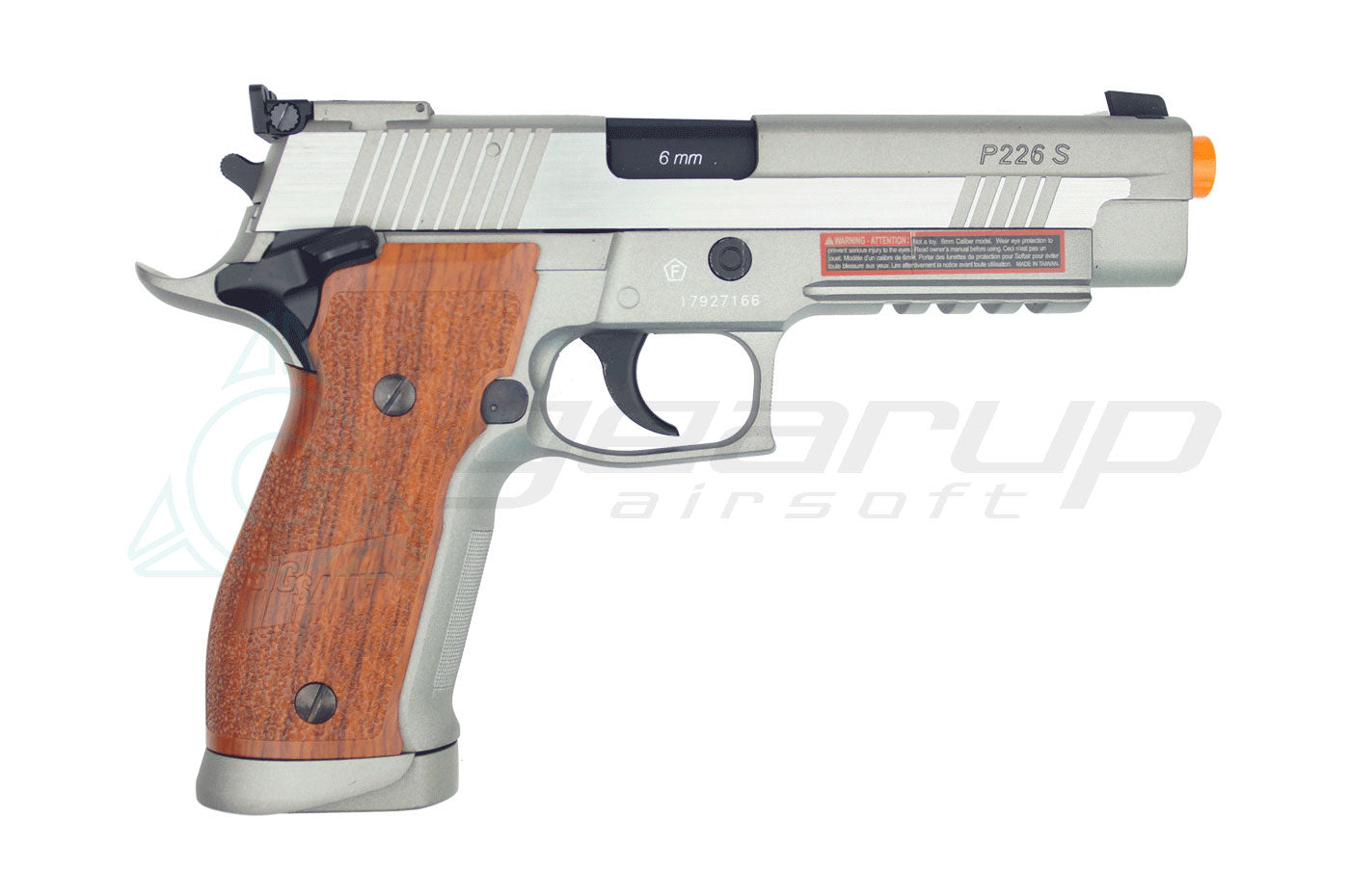 CYBERGUN Sig Sauer P226 X5 CO2 Full Metal Blowback- Silver-Wood Style Grip