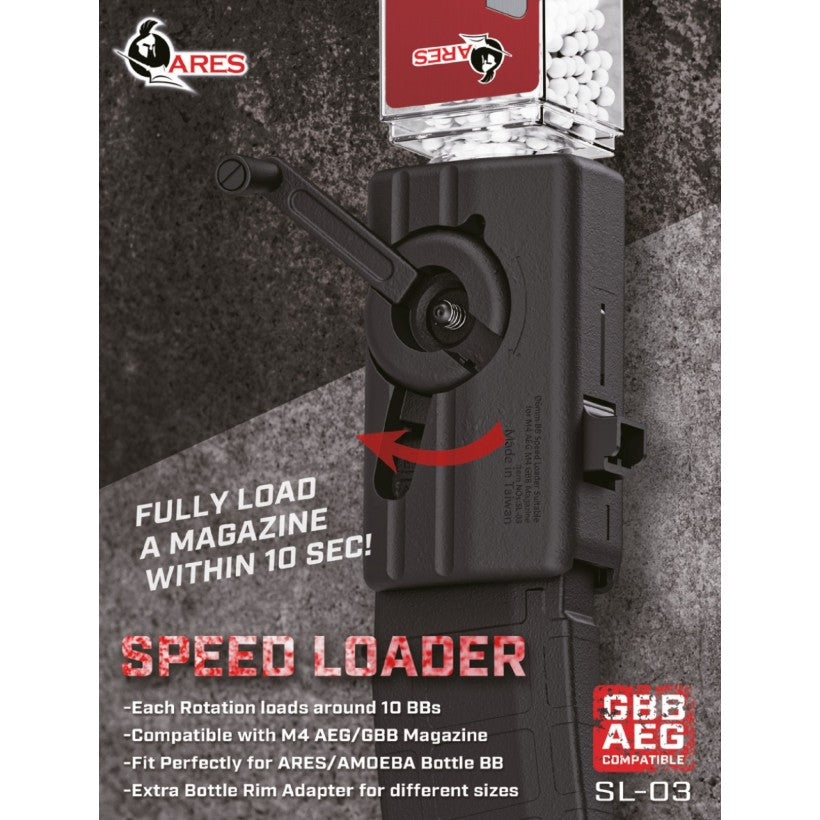 ARES SL-03 Universal BB Loader for M4-M16 Airsoft AEG and GBB Magazines w- BB Bottle Adapter