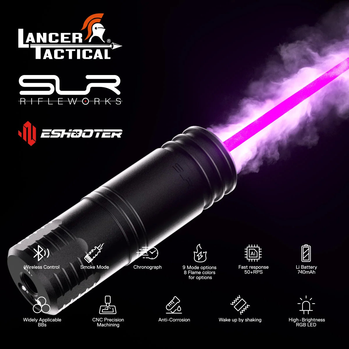 LANCER TACTICAL x SLR N.O.T.A.S. Faux Suppressor Built-in Flare Smoky BT Tracer (V904)