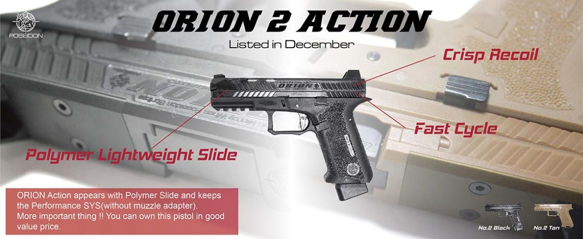 Poseidon Orion No.2 Action Airsoft GBB Pistol (Black/Tan)