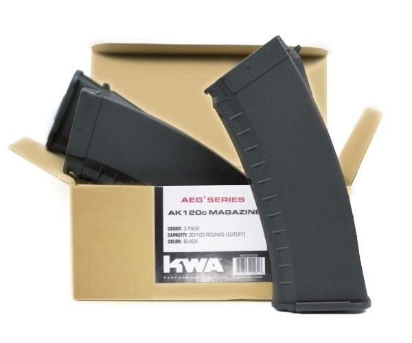 KWA AKR AEG 3 AK120c (30-120) Mid-Cap Magazine 3-Pack: Black