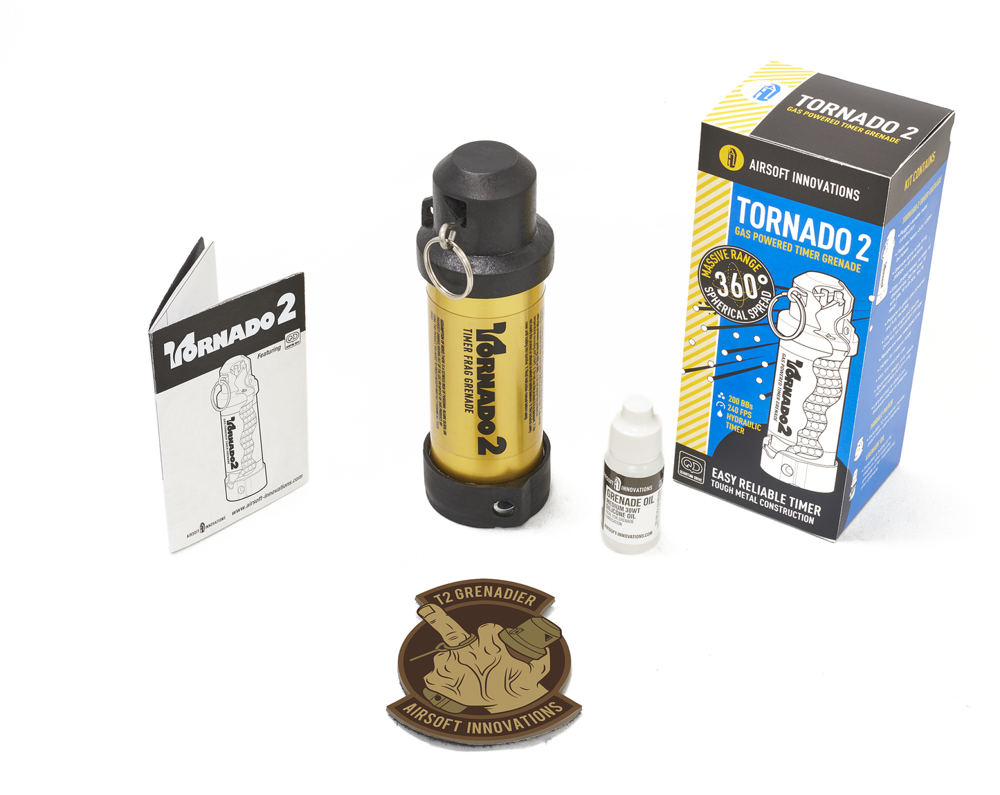 AIRSOFT INNOVATIONS Tornado 2 Timer Frag Grenade (Gold)