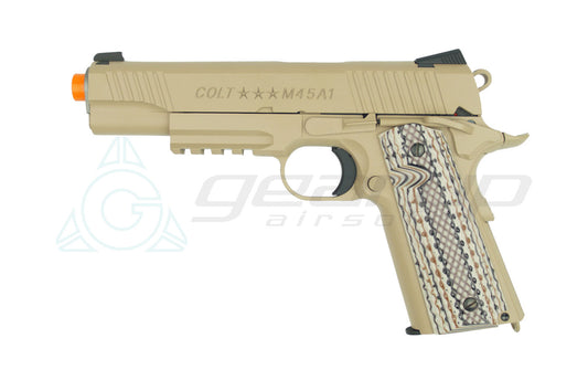 CYBERGUN Colt 1911 w-Rail, CO2 Full Metal Blowback Pistol - Tan