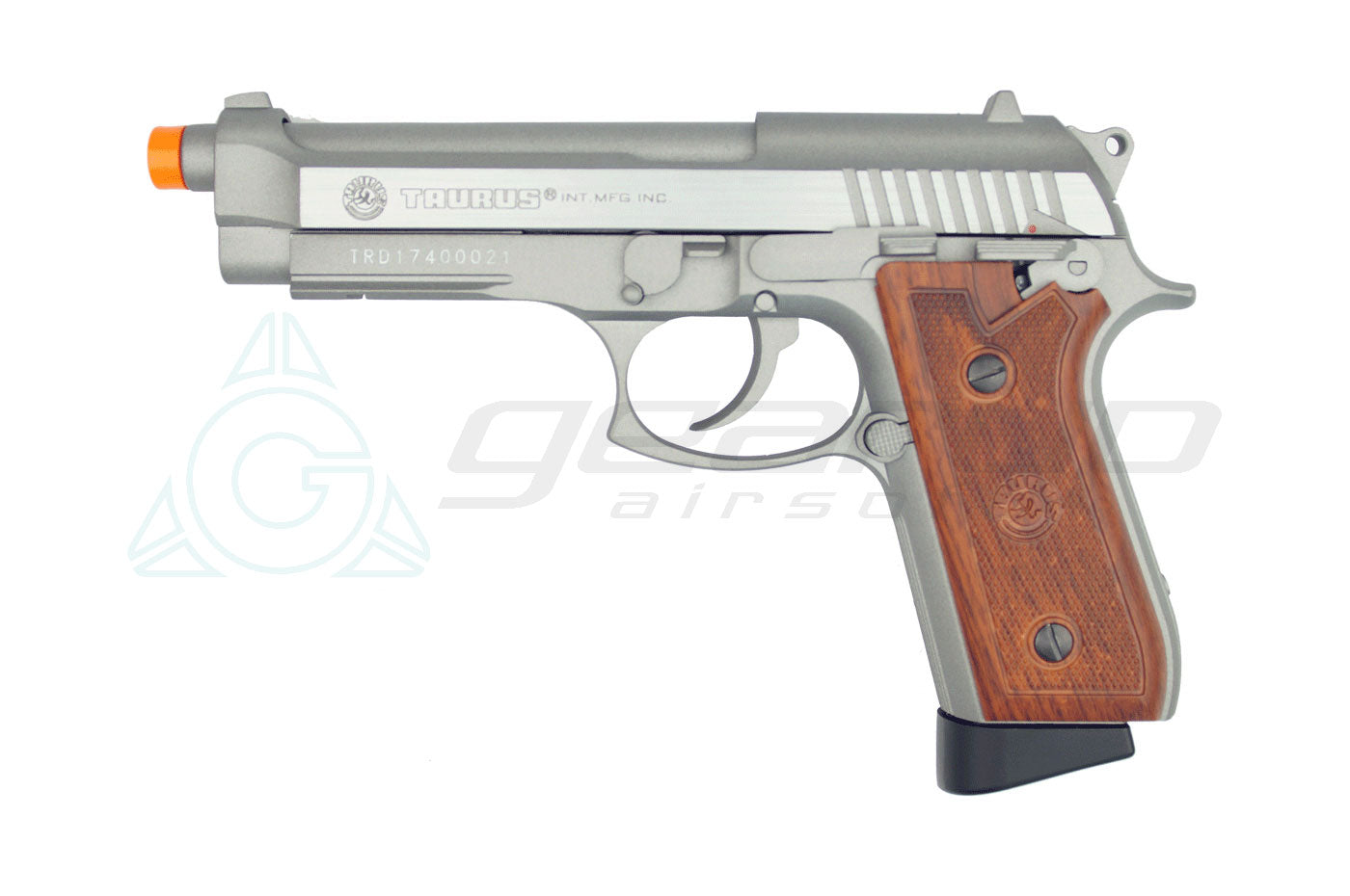 CYBERGUN Taurus PT92 CO2 Full Metal Blowback Pistol, Semi-FULL Auto- Silver-Wood Style Grip
