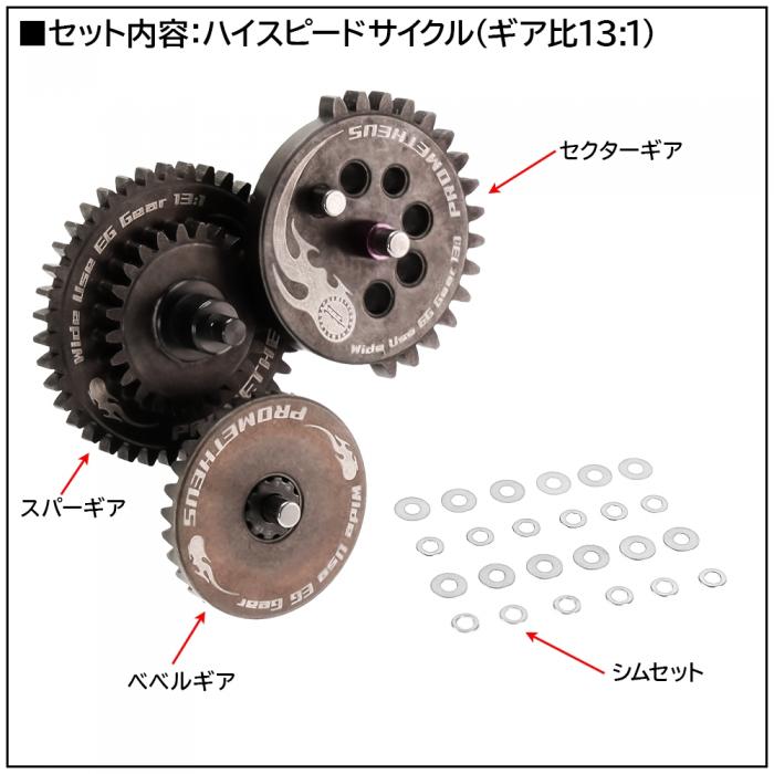 Prometheus Reinforced Wide Use EG Gear Set for Airsoft AEGs (High Speed - Ratio 13:1)